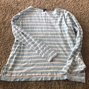 Oversized Sky Blue Striped J. Crew Long Sleeve